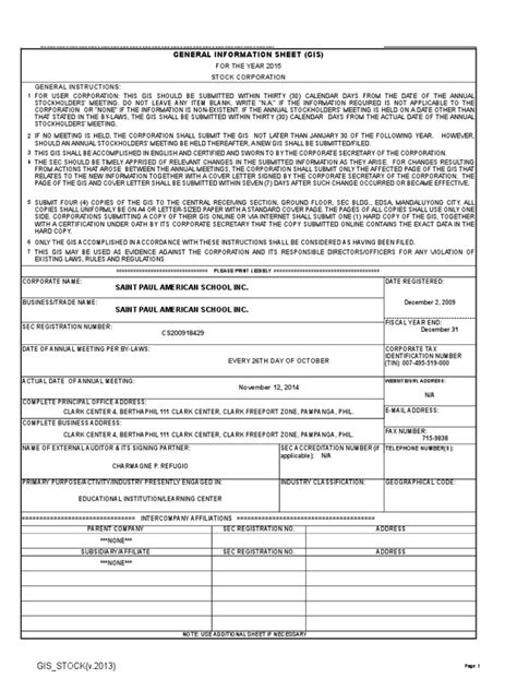 gis form 2020|General Information Sheet (Gis) : Stock Corporation .